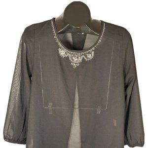 Live 4 Truth Women's Sheer Black Blouse Size Large